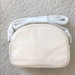 White Textured Crossbody Bag with Minimalist Design